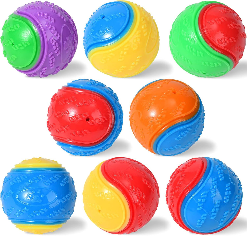 WOTIX 8Pcs Squeaky Dog Balls, Indestructible Dog Ball, Balls for Dogs Training, Teeth Cleaning Puppy Chew Toys